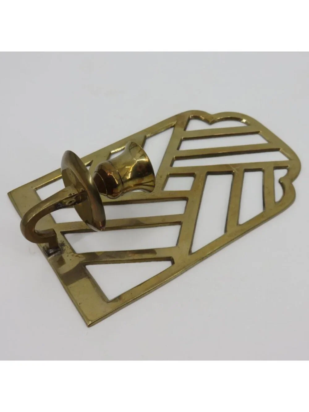 VTG Brass Metal Wall Sconce Candle Candlestick Holder Retro Geometric Hanging